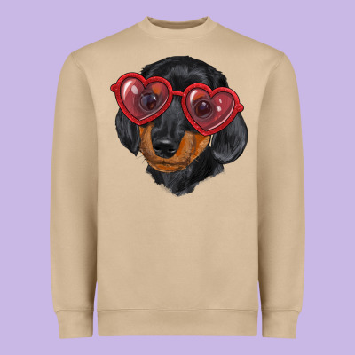 Heavyweight Sweatshirt dachshund with love glasses