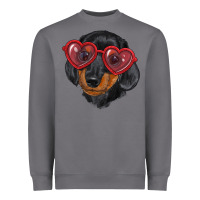 Storm dachshund with love glasses Heavyweight Sweatshirt - RanaPortraitStore