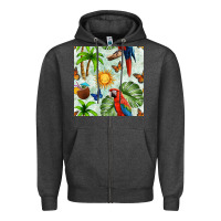 Charcoal Heather parrot in the sun seamless pattern Zipper Hoodie - BundleAndBundleShop