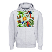 Heather Grey parrot in the sun seamless pattern Zipper Hoodie - BundleAndBundleShop