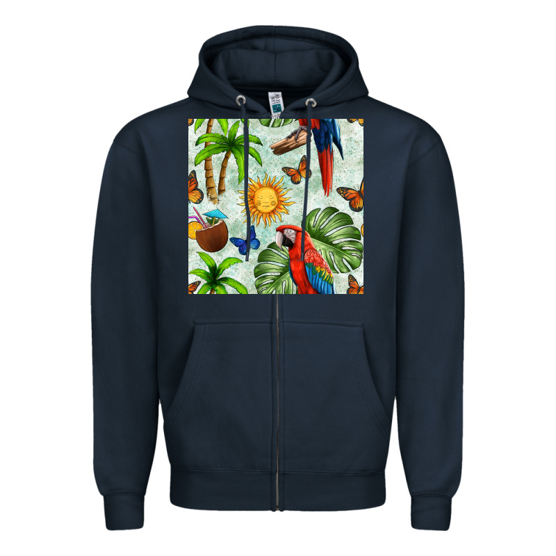 Parrot In The Sun Seamless Pattern Zipper Hoodie by BundleAndBundleShop | Teevron