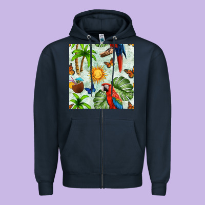 Parrot In The Sun Seamless Pattern Zipper Hoodie Designed By Bundleandbundleshop
