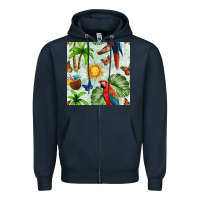 Navy parrot in the sun seamless pattern Zipper Hoodie - BundleAndBundleShop