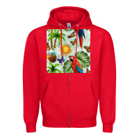Red parrot in the sun seamless pattern Zipper Hoodie - BundleAndBundleShop