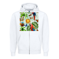 White parrot in the sun seamless pattern Zipper Hoodie - BundleAndBundleShop
