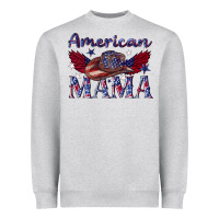 Heather Grey American mama with cowboy Heavyweight Sweatshirt - texasbilliewilder