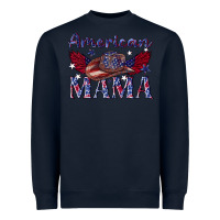 Navy American mama with cowboy Heavyweight Sweatshirt - texasbilliewilder