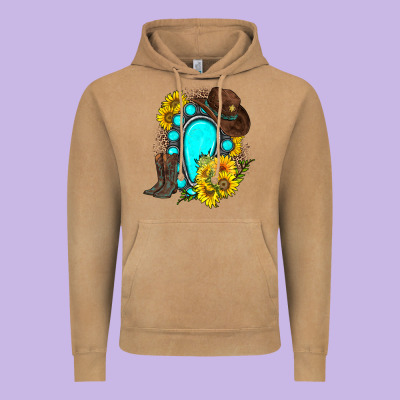 Western Turquoise Gemstone Vintage Hoodie Designed By Zillion Design Studio