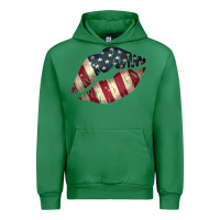 Emerald Vintage American Flag Lips Urban Hoodie - Bettercallsaul