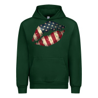 Forest Green Vintage American Flag Lips Urban Hoodie - Bettercallsaul