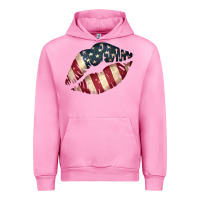 Fuchsia Pink Vintage American Flag Lips Urban Hoodie - Bettercallsaul