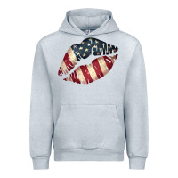 Heather Grey Vintage American Flag Lips Urban Hoodie - Bettercallsaul