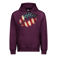 Vintage American Flag Lips Urban Hoodie | Teevron