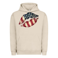 Pigment French Oak Vintage American Flag Lips Urban Hoodie - Bettercallsaul