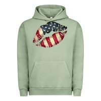 Pigment Oil Green Vintage American Flag Lips Urban Hoodie - Bettercallsaul