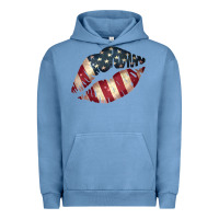 Pigment Pebble Blue Vintage American Flag Lips Urban Hoodie - Bettercallsaul