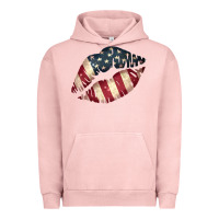 Pigment Salmon Vintage American Flag Lips Urban Hoodie - Bettercallsaul