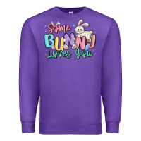Purple some bunny loves you easter Premium Sweatshirt - MaliasSmallBusiness