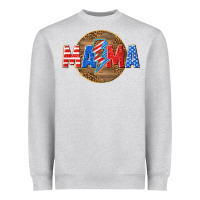 Heather Grey American mama with lightning bolt Heavyweight Sweatshirt - texasbilliewilder