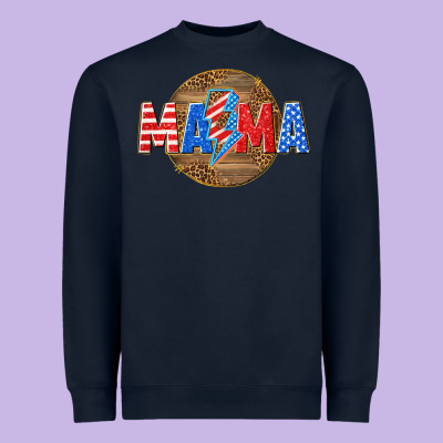 Heavyweight Sweatshirt American mama with lightning bolt