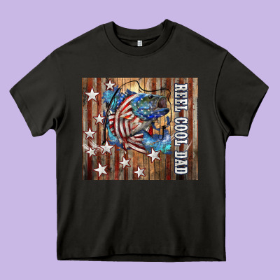 Western Reel Cool Dad American Heavy Core Tee Designed By Lillyallendesigns