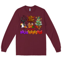 Burgundy happy hallothanksmas trees Long Sleeve Tee - AdoDesignShop
