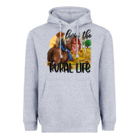 Heather Grey livin the rural life Heavyweight Hoodie - MaliasSmallBusiness