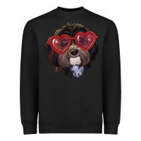 Black havanese dog with love glasses Heavyweight Sweatshirt - RanaPortraitStore