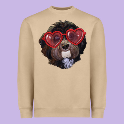 Heavyweight Sweatshirt havanese dog with love glasses