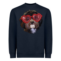 Navy havanese dog with love glasses Heavyweight Sweatshirt - RanaPortraitStore