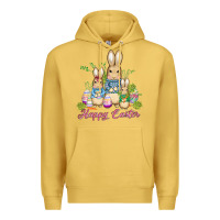 Antique Gold easter bunny family wıth carrots and eggs Premium Hoodie - AdoDesignShop
