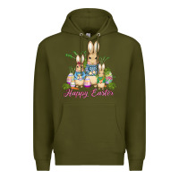 Army Green easter bunny family wıth carrots and eggs Premium Hoodie - AdoDesignShop