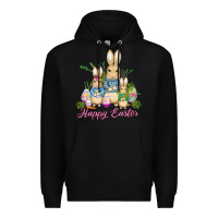 Black easter bunny family wıth carrots and eggs Premium Hoodie - AdoDesignShop