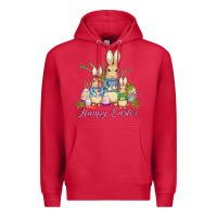 Cardinal easter bunny family wıth carrots and eggs Premium Hoodie - AdoDesignShop