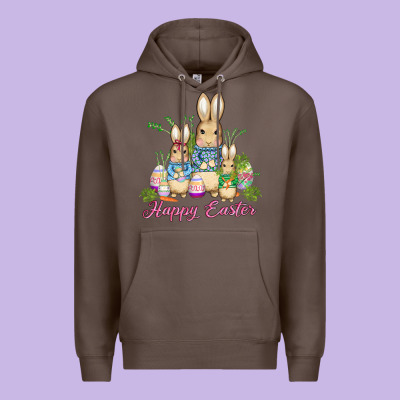 Easter Bunny Family Wıth Carrots And Eggs Premium Hoodie Designed By Adodesignshop