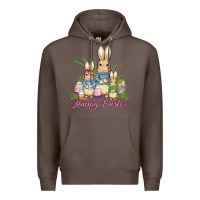 Coffee easter bunny family wıth carrots and eggs Premium Hoodie - AdoDesignShop