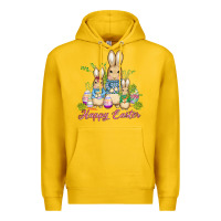 Lemon easter bunny family wıth carrots and eggs Premium Hoodie - AdoDesignShop