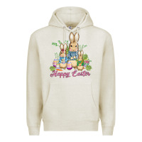 Oatmeal Heather easter bunny family wıth carrots and eggs Premium Hoodie - AdoDesignShop