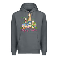 Rock easter bunny family wıth carrots and eggs Premium Hoodie - AdoDesignShop