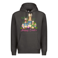 Smoke easter bunny family wıth carrots and eggs Premium Hoodie - AdoDesignShop