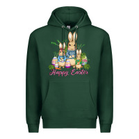 Sports Green easter bunny family wıth carrots and eggs Premium Hoodie - AdoDesignShop
