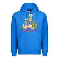 True Royal easter bunny family wıth carrots and eggs Premium Hoodie - AdoDesignShop