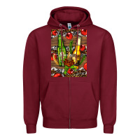 Burgundy beer bottles with wheat and barley Zipper Hoodie - AdoDesignShop