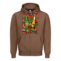 Chestnut beer bottles with wheat and barley Zipper Hoodie - AdoDesignShop