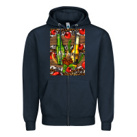 Navy beer bottles with wheat and barley Zipper Hoodie - AdoDesignShop
