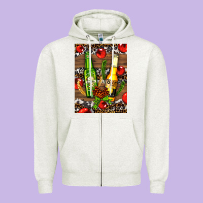 Beer Bottles With Wheat And Barley Zipper Hoodie Designed By Adodesignshop