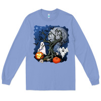 Colony Blue halloween tree and ghosts Long Sleeve Tee - AdoDesignShop
