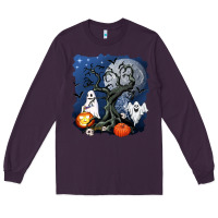Plum halloween tree and ghosts Long Sleeve Tee - AdoDesignShop