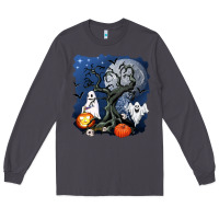 Smoke halloween tree and ghosts Long Sleeve Tee - AdoDesignShop