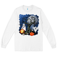White halloween tree and ghosts Long Sleeve Tee - AdoDesignShop